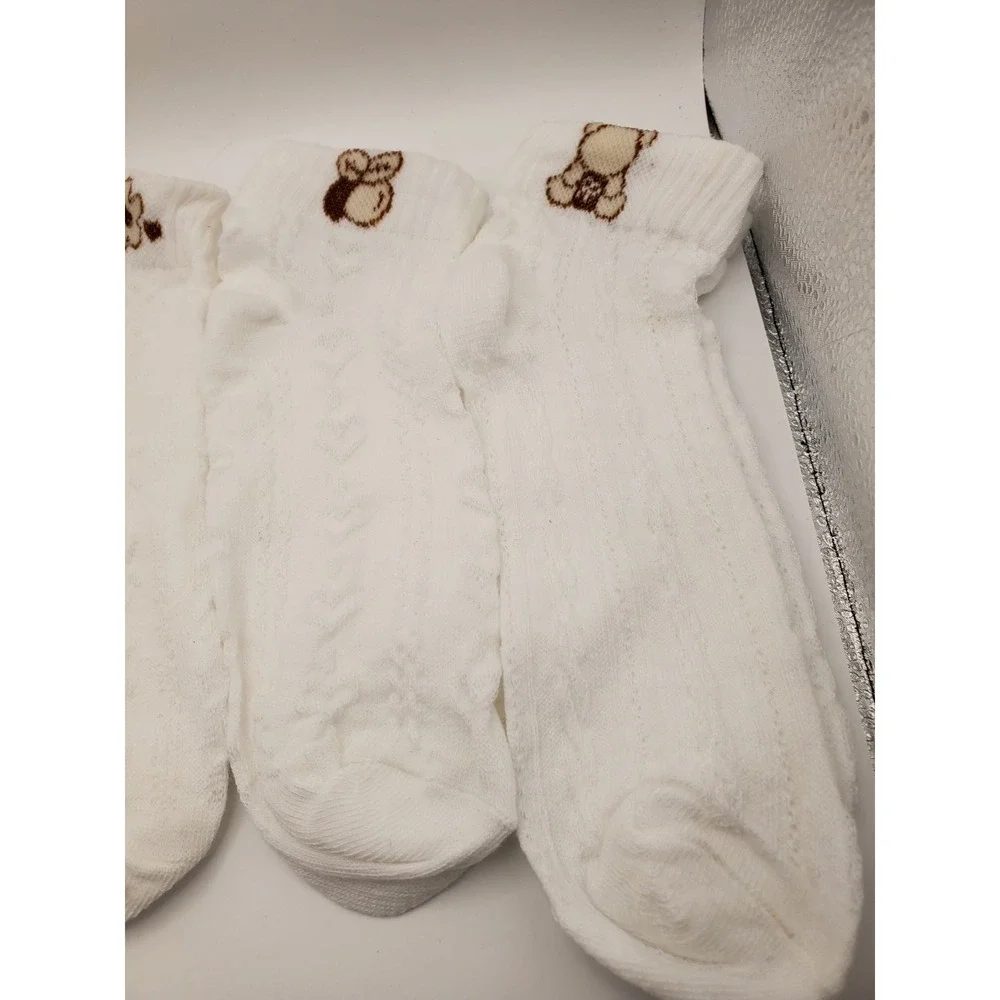 New - Set of 5 Pairs - Cute Embroidered White Ankle Socks